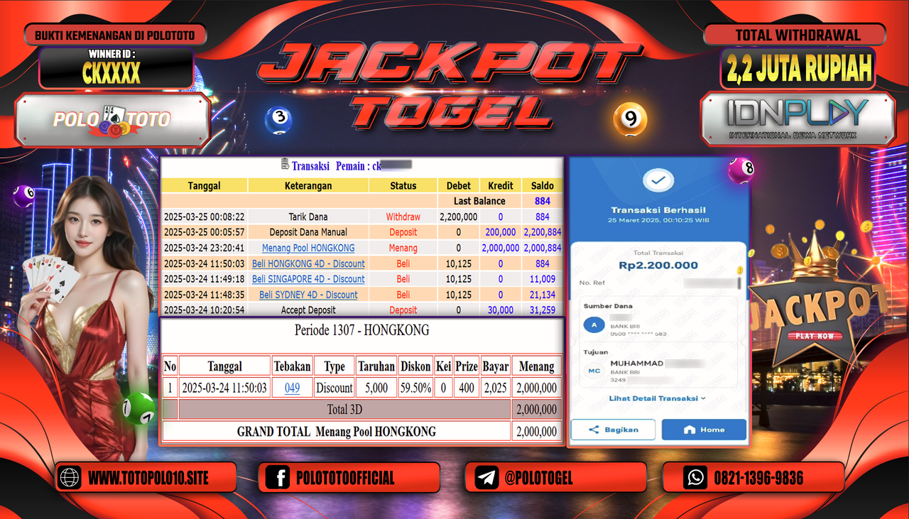 POLOTOTO JACKPOT TOGEL PASARAN HONGKONG Rp.2.200.000,-