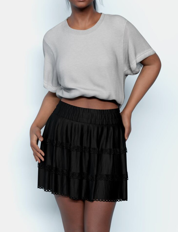 d Force Oversized Crop T Shirt and Skirt for Genesis 9