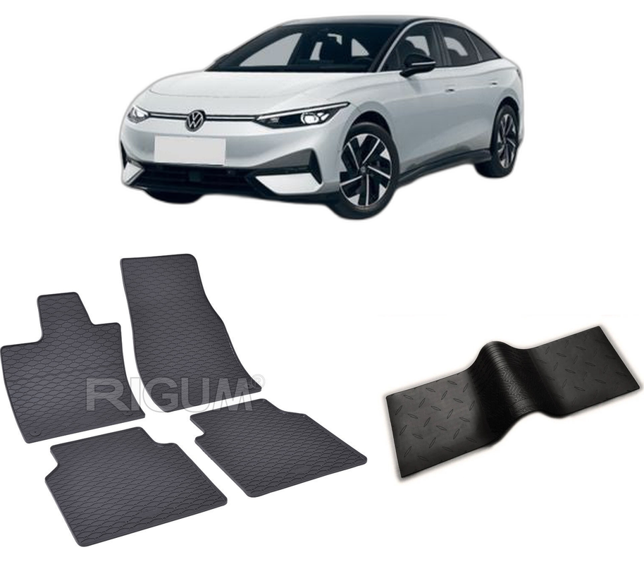 Set covorase auto VOLKSWAGEN ID .7 din 08.2023-PREZENT, cu covoras tunel median, CAROSERIE HATCHBACK, Presuri cauciuc 100%, compatibil cu autoturismul VOLKSWAGEN ID .7, Rigum