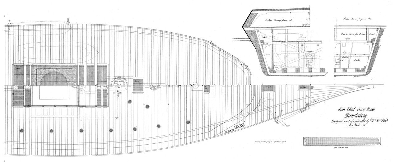 [GÉNÉRIQUE] Les monitors / canonnières en photos  Dunderberg-cross-sections-gun-deck-plan-weather-deck-plan-right-half