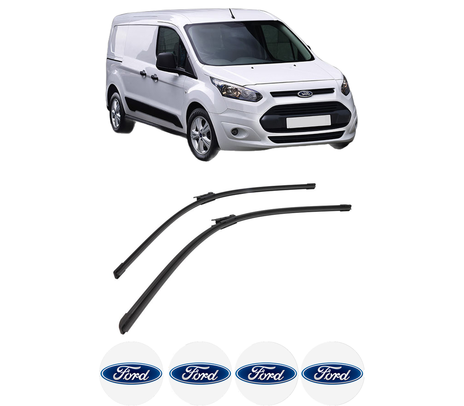 Set stergatoare auto FORD TRANSIT CONNECT V408 Box Body/MPV din 2013-2018, pentru parbriz auto, 2 bucati, Bosch Aerotwin, din cauciuc siliconat rezistent, 4 Stickere Auto FORD