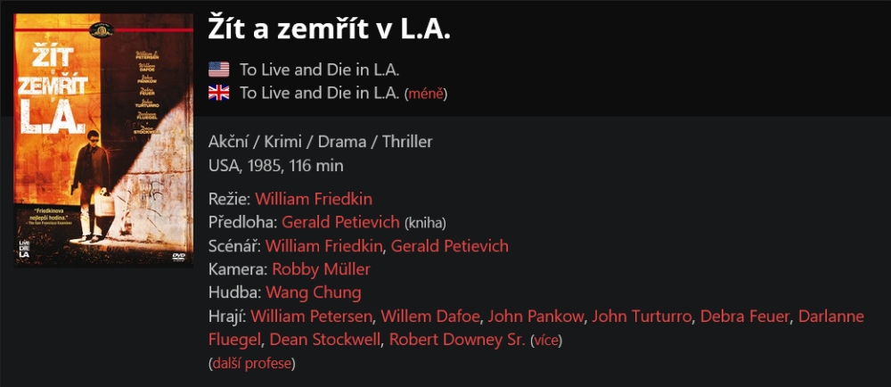 Žít a zemřít v L.A. / To Live and Die in L.A. (1985)
