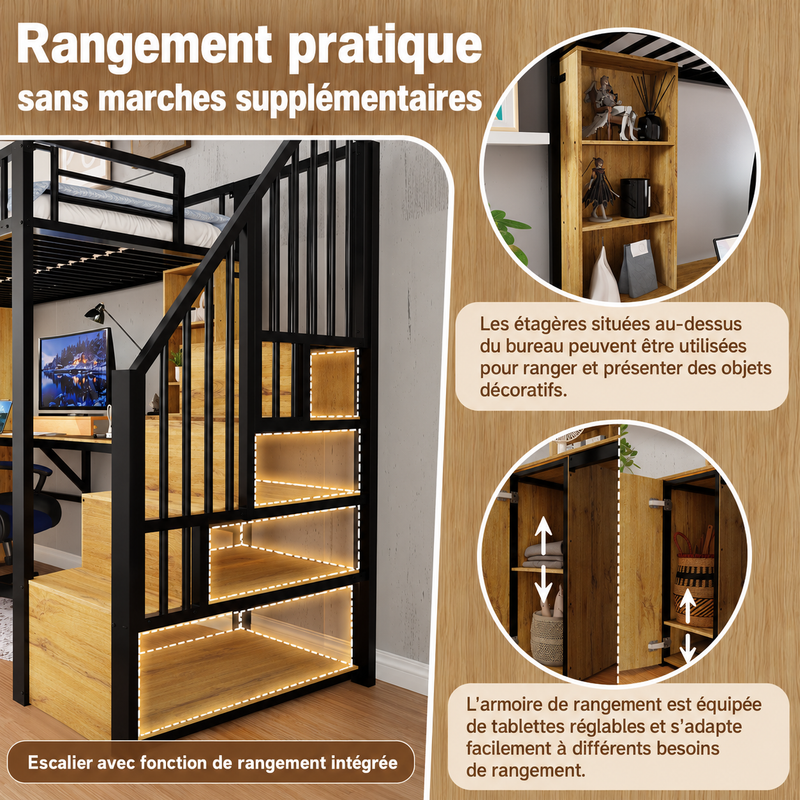 Un escalier qui sert aussi au rangement