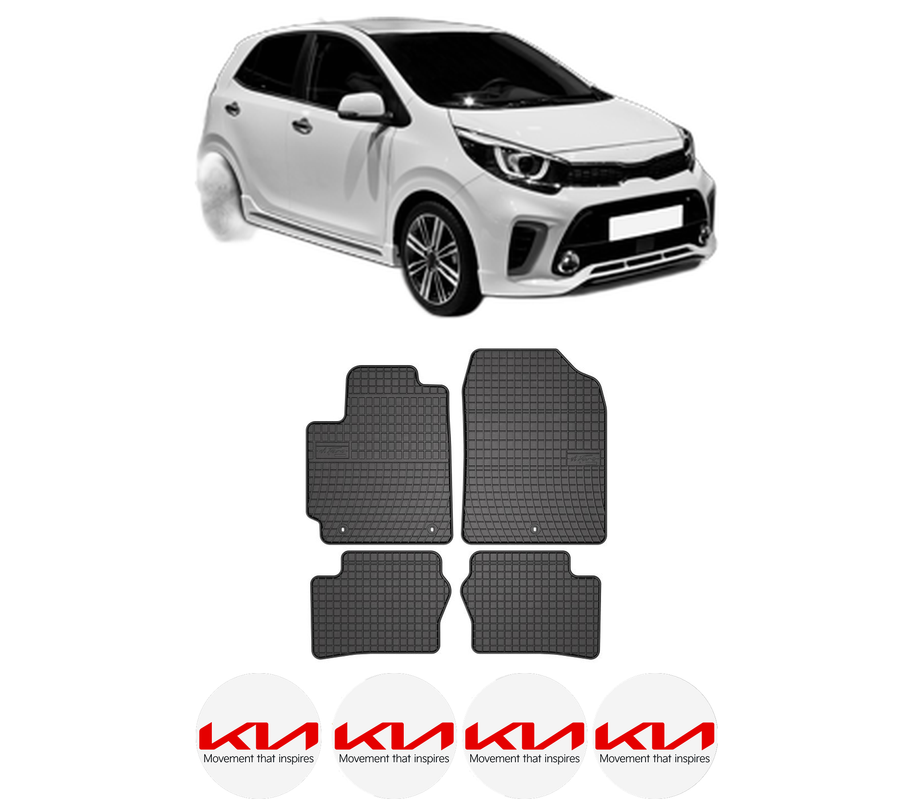 Set covorase presuri KIA PICANTO III (JA) din 2017-2020, auto, din cauciuc thermoplastic, 4 Stickere auto cu KIA