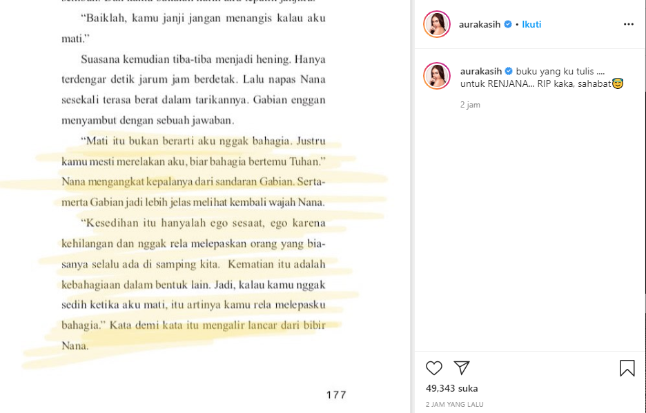 Unggahan Aura Kasih melepas kepergian Glenn Fredly