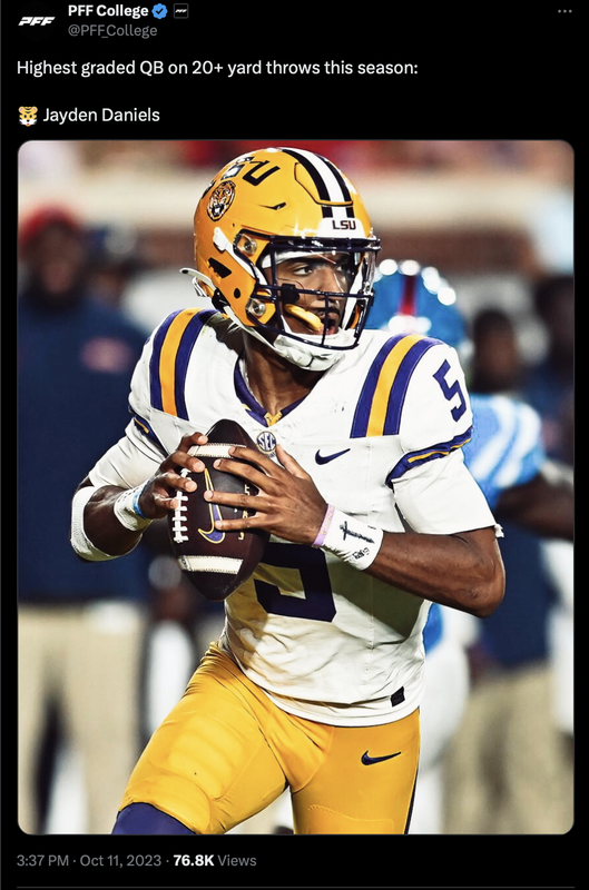 Jayden Daniels impressive stat Tiger Rant