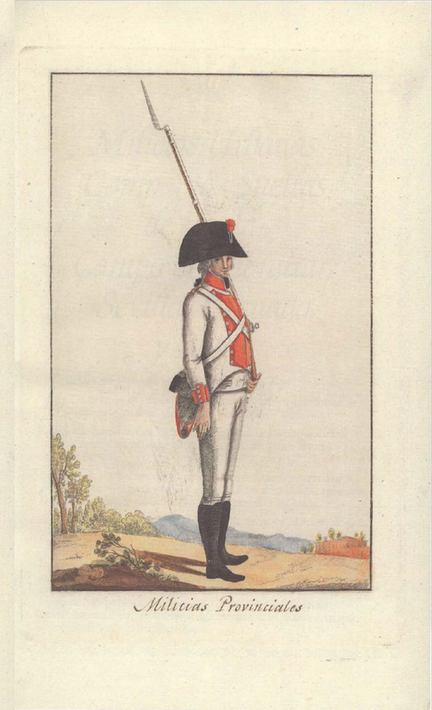 Uniformes militares en la España de principios del S. XIX, p. 396 del PDFMadrid, 1987.