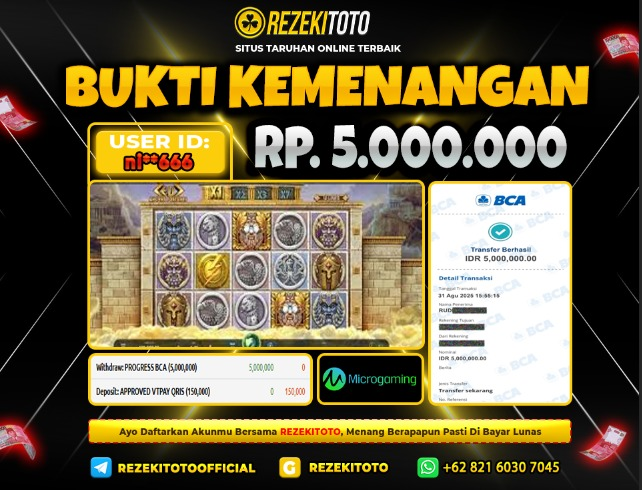 BUKTI KEMENANGAN 31 AGUSTUS 2025 ANCIENT FORTUNES ZEUS 5 JUTA 