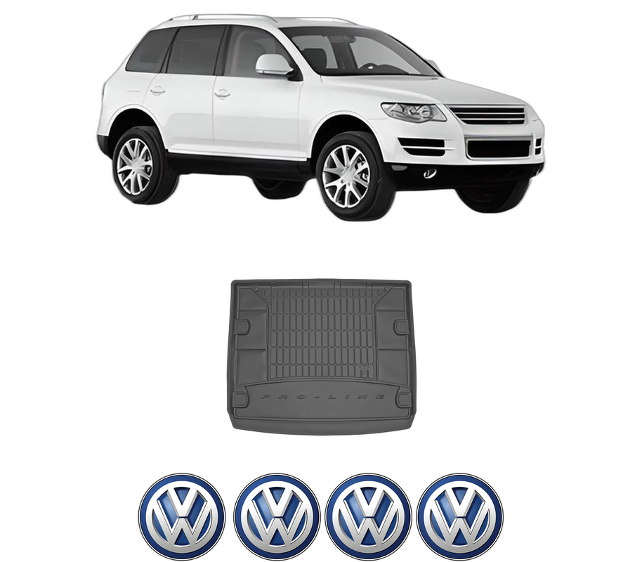 Tavita Portbagaj Volkswagen TOUAREG (7LA, 7L6, 7L7) din 2002-2010, Protectie Portbagaj Auto, 4x Stickere auto cu Volkswagen