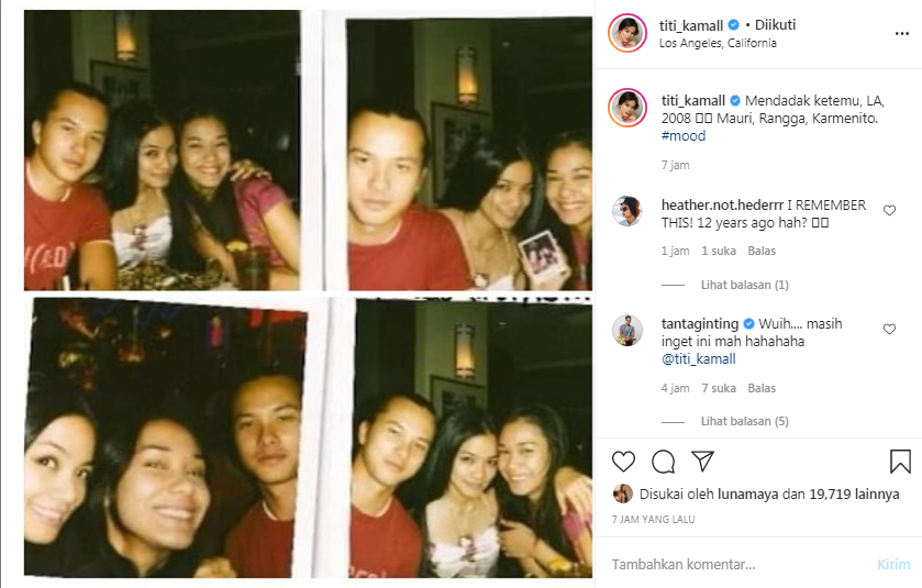 Titi Kamal membagikan foto lawasnya bersama Nicholas Saputra di Instagram