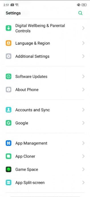 Tampak Settings dari update Terbaru Realme 3 Pro.