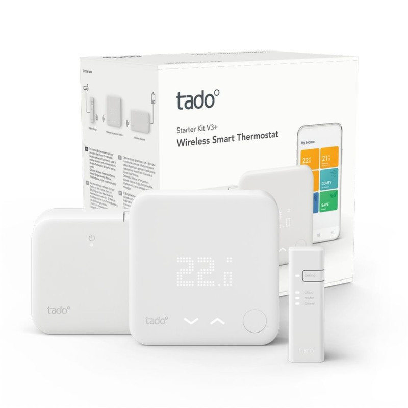 TADO¬∞ termostato kit di base V3+, Termostato Intelligente Wireless, Compatibile con Alexa e Google Assistant, Bianco