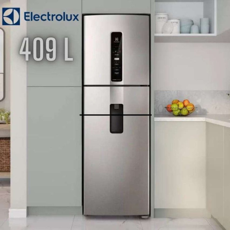 Geladeira Electrolux Frost Free Inverter 409L Água na Porta AutoSense cor Inox Look (IW45S)