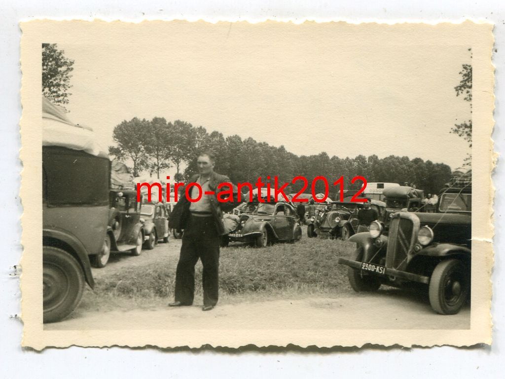 Foto, Wehrmacht, PKW, Peugeot, Citroen, Flüchtli