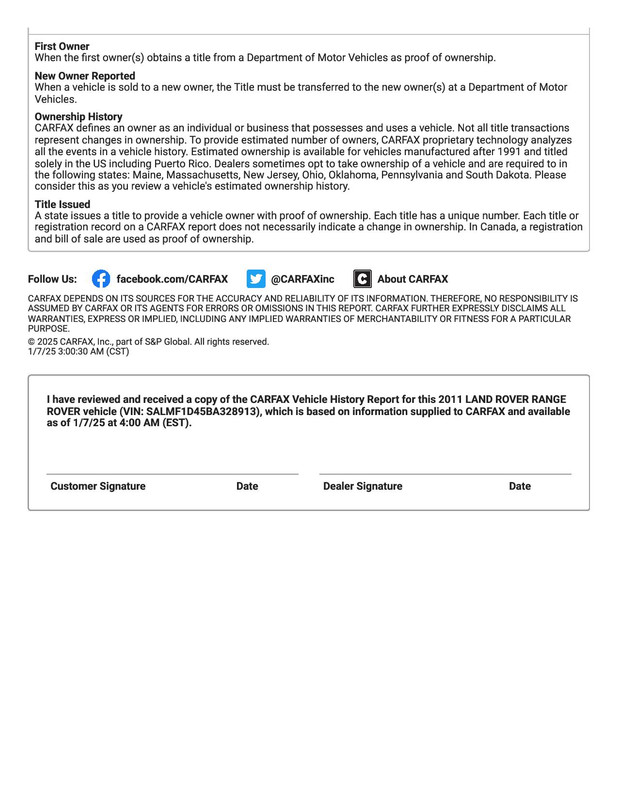 CARFAX Vehicle History Report for this 2011 LAND ROVER RANGE ROVER HSE_ SALMF1D45BA328913-page-020
