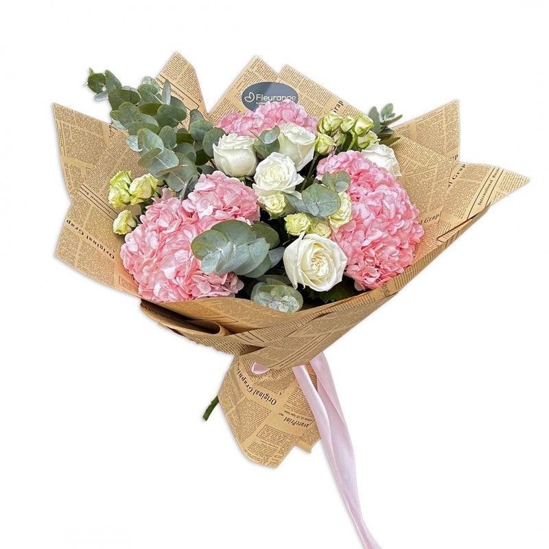 Buchet cu Hortensii si Trandafiri