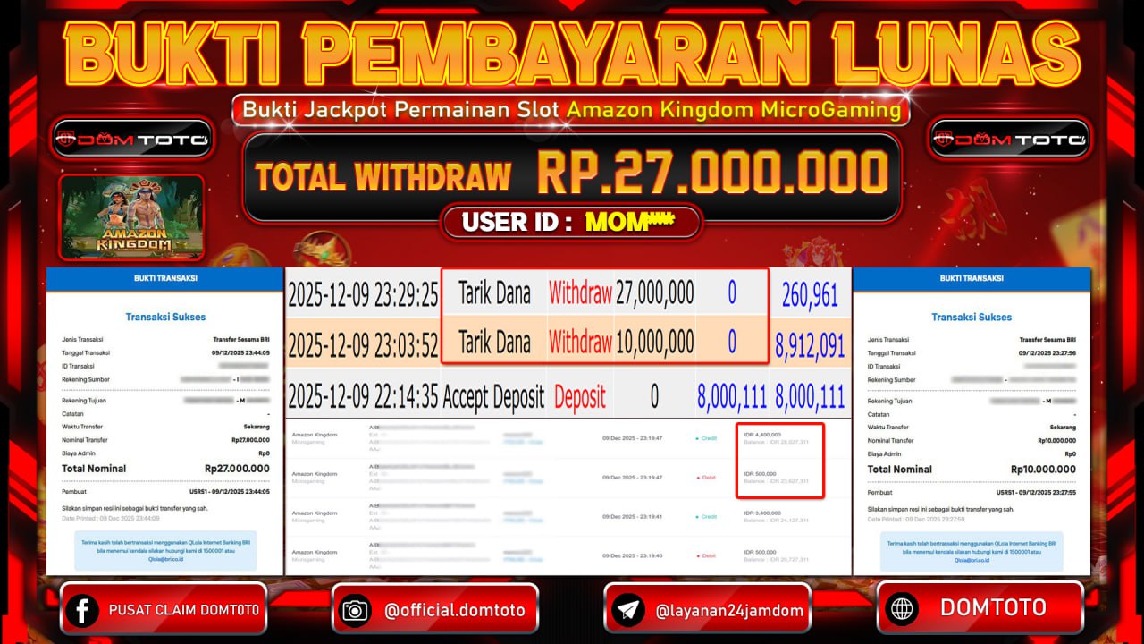 JACKPOT Permainan Slot Amazon Kingdom Microgaming 09 DECEMBER 2025