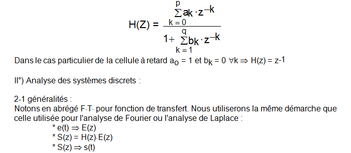 Application a l'étude des  systèmes discrets linéaires