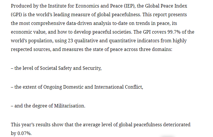 *Global Peace Index (GPI)* - Noticias Viajeras: de Actualidad, Curiosas... - Foro General de Viajes