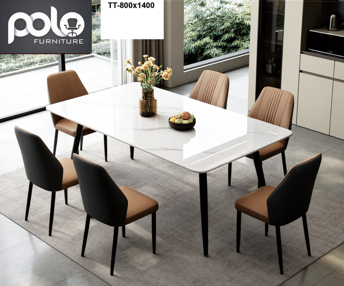 Polo Furniture Polo Dining 02 White Top and Earth Brown Chair Dining Set
