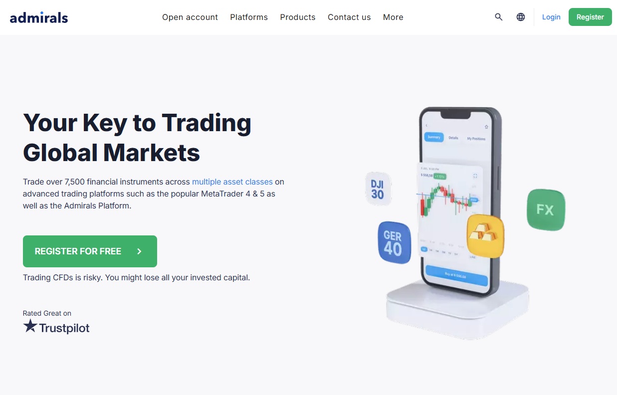 Admirals regulated broker Ireland metatrader trading platform. 