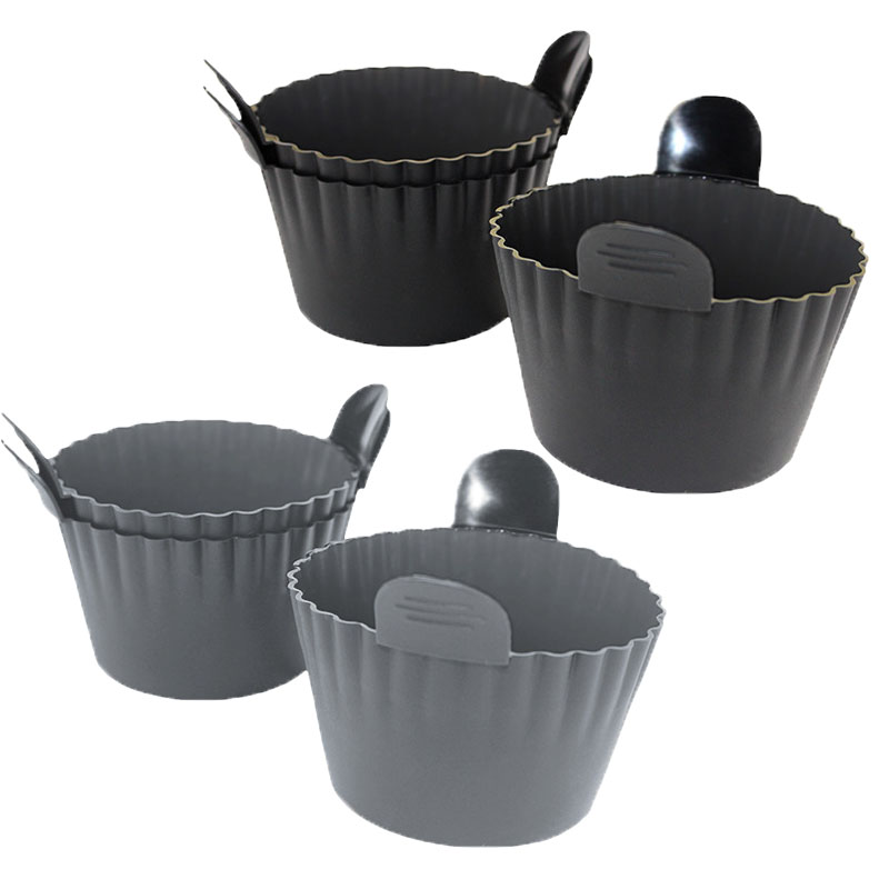Silicone Egg Poaching Mold – 6-Pack (3 Gray + 3 Black), Heat-Resistant with Side Handles for Air Fryer, Oven and Microwave