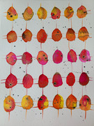 Warm Color Grid with Metallic Doodles