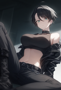 depth of field, 1girl, [[tall]],  large breasts, short hair, black hair, black l s-339108569