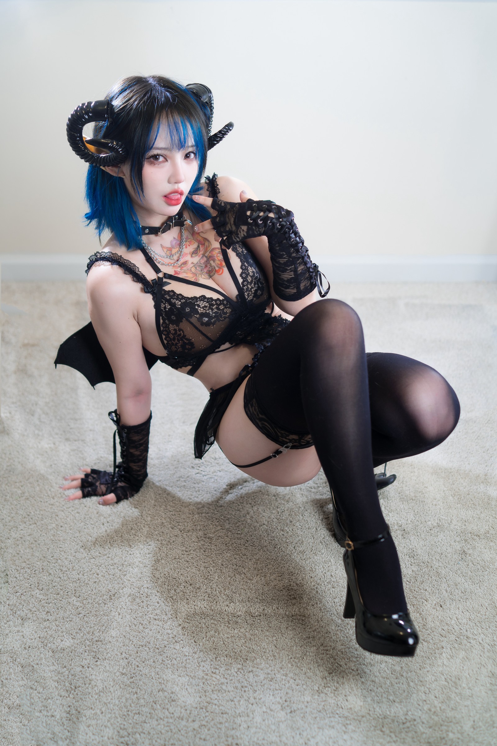 狐洛洛子 – 深蓝魅魔 高清写真集（46P-580MB）魅魔主题氛围作品插图5