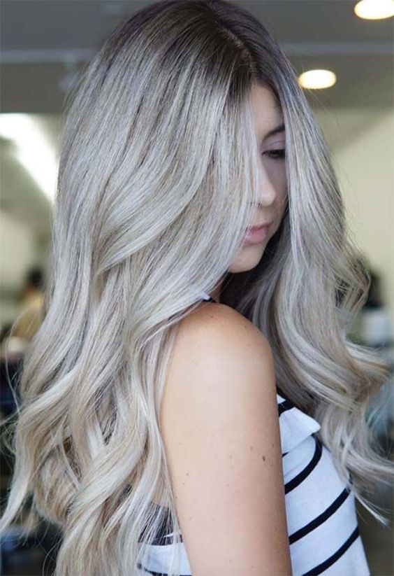 Light ash blonde for brunette with cool skin tone