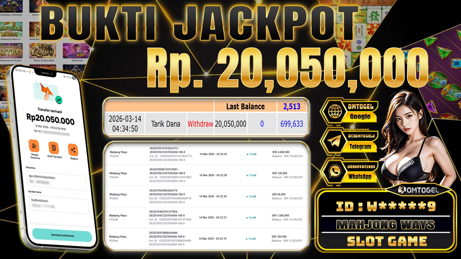 OMTOGEL JACKPOT PG SOFT MAHJONG WAYS, 20 JUTA DI BAYAR LUNAS ,-