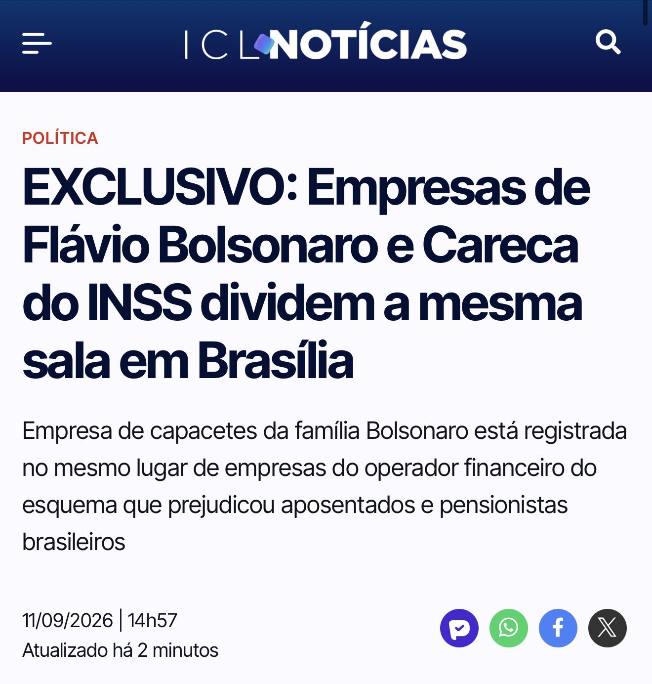 Print da reportagem do ICL