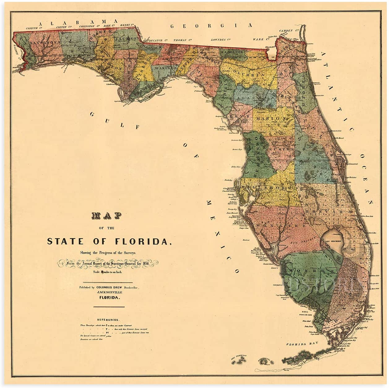 Florida love gold foil print state art Florida print state printhome state custom statestate of the heart FLhome print