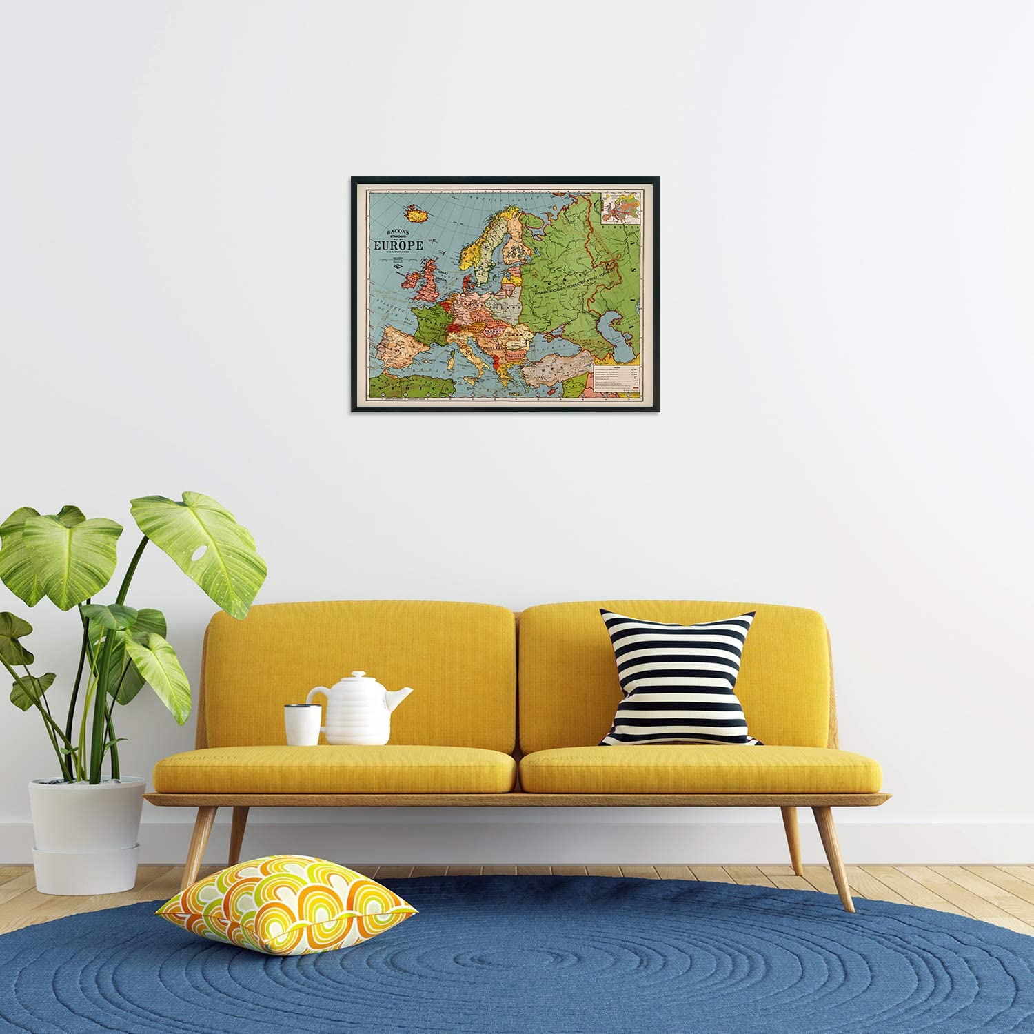 1925 Map of Europe Poster - Vintage Standard Map of Europ Wall Art Decor Print - Picture 16 of 24