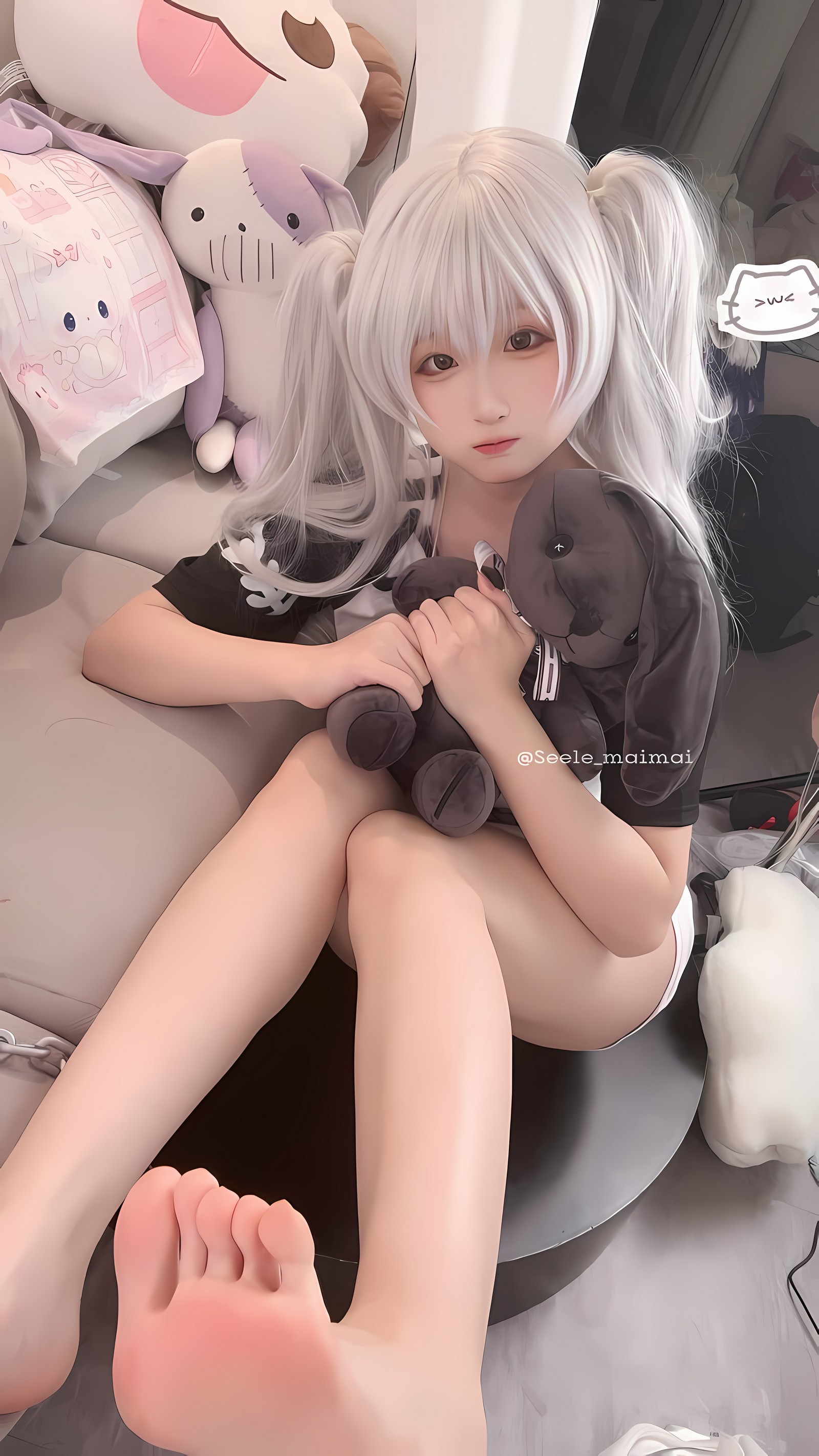 Seele麦麦白色双马尾少女写真｜甜系可爱风高清图集（16P-77M）插图1