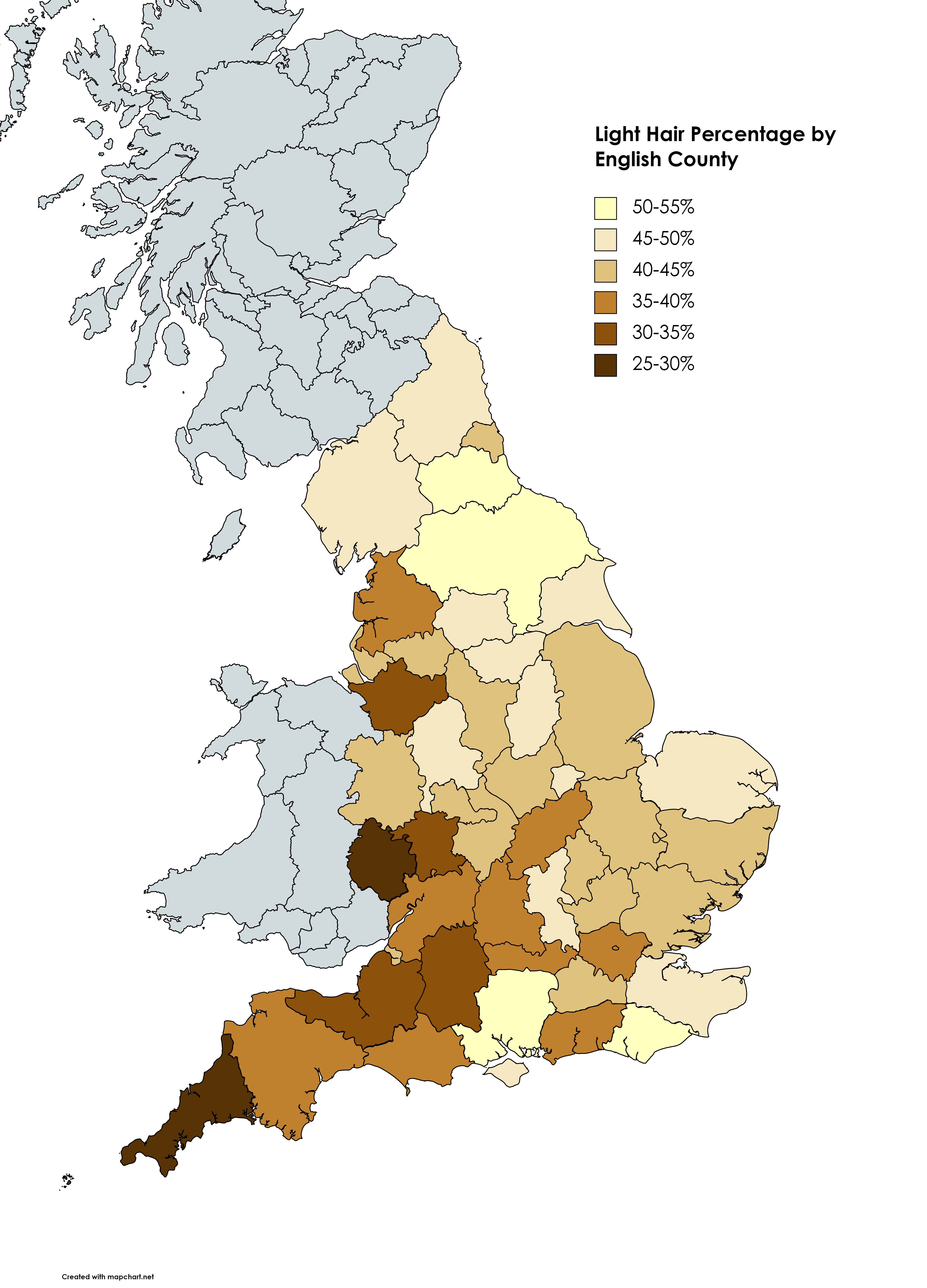 Which these blond hair maps of England is more correct?