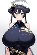 depth of field, 1girl, kisaki (blue archive), {{gigantic breasts}}, petite, blue s-2426326071
