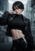 depth of field, 1girl, [[tall]], toned, large breasts, short hair, black hair, b s-2354994726