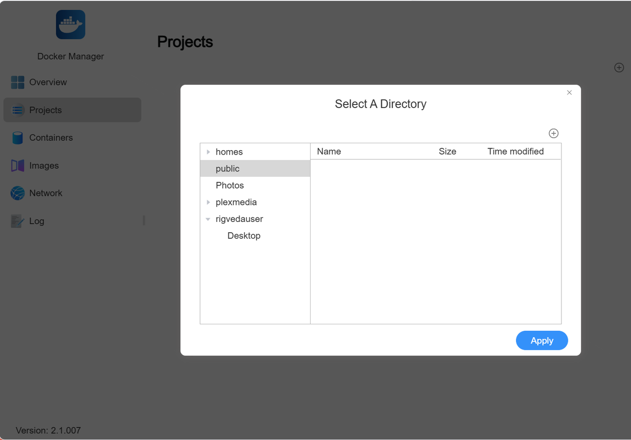 Docker Manager points to Volume1 directories only