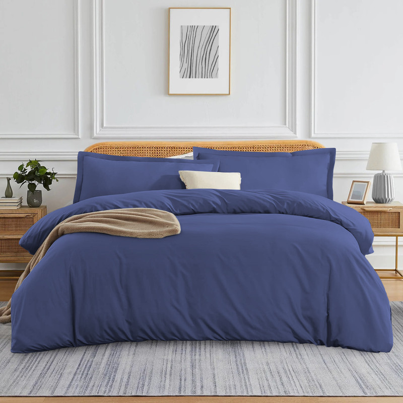 Picture of 1000 TC 100% Egyptian Cotton Duvet set Zipper Closur Ultra Soft Durable and Fade Resistant Color Mediterran Blue Solid size Full