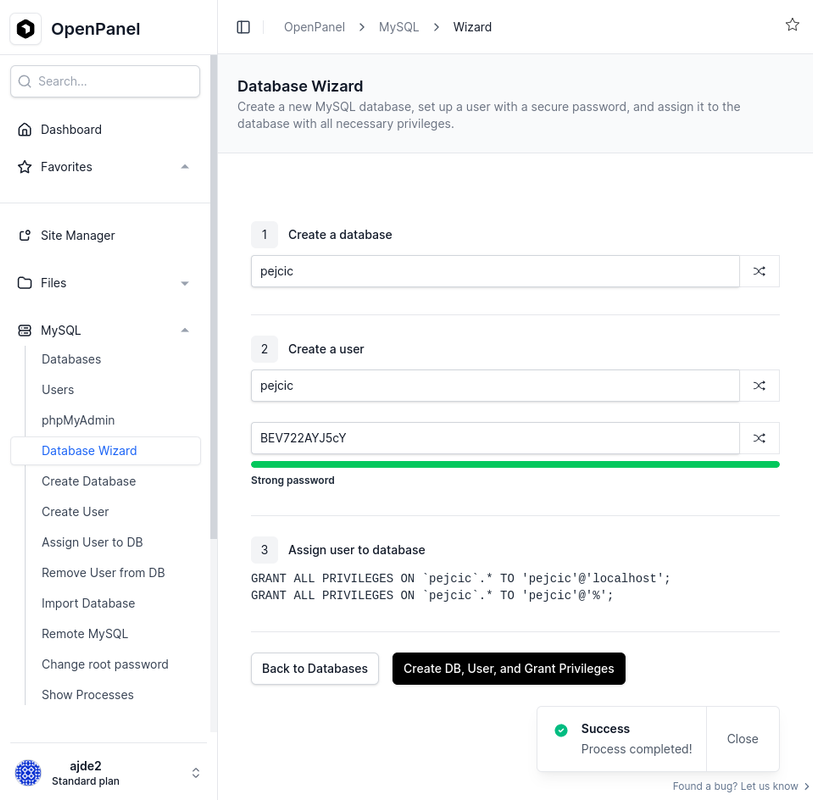 mysql db wizard