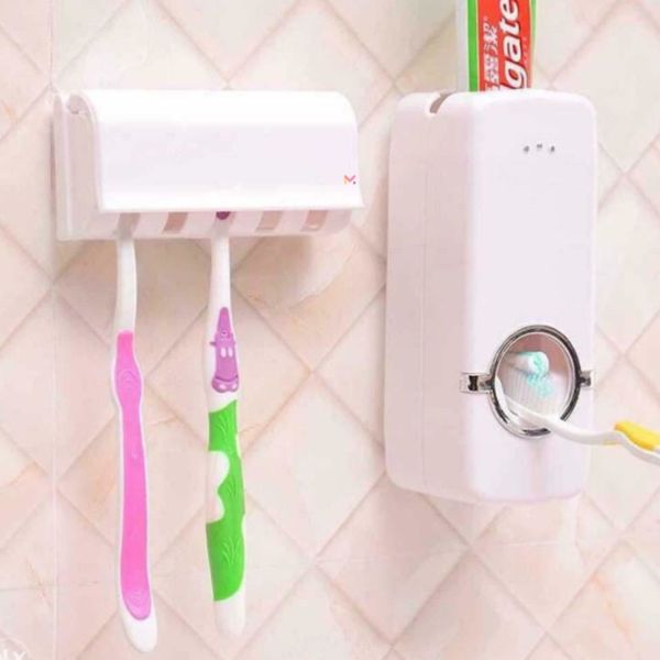 Set Dozator pasta de dinti si suport pentru 5 periute, Auto-adeziv, Fixare pe perete, Alb - Accesorii Diverse pentru Ingrijire - Mercaton Store