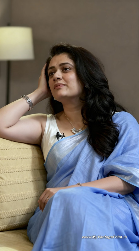 12-Girija-Oak-Godbole-Photos-in-Blue-Saree-and-White-Blouse-in-Lallantop-Interview-My-Vantage-Point
