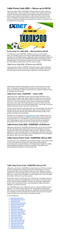 1x Bet Promo Code No Deposit 1X200FREE 130 Zero Dep