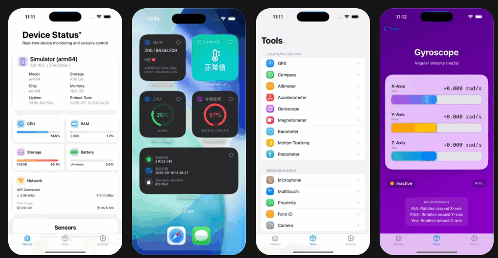 Ứng dụng Device Status Plus kiểm tra phần cứng iPhone iPad