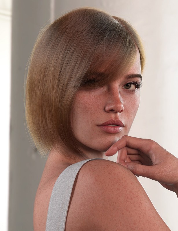 dForce Strand-Based Behind Ear Style Bob Hair for Genesis 9