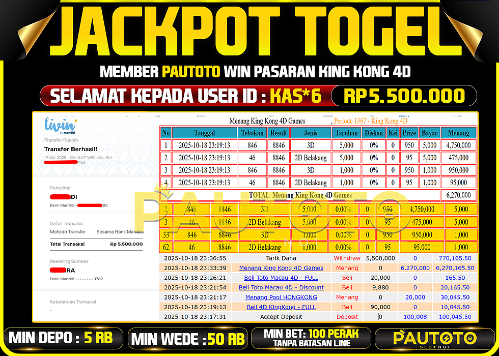 BUKTI JACKPOT LUNAS PAUTOTO