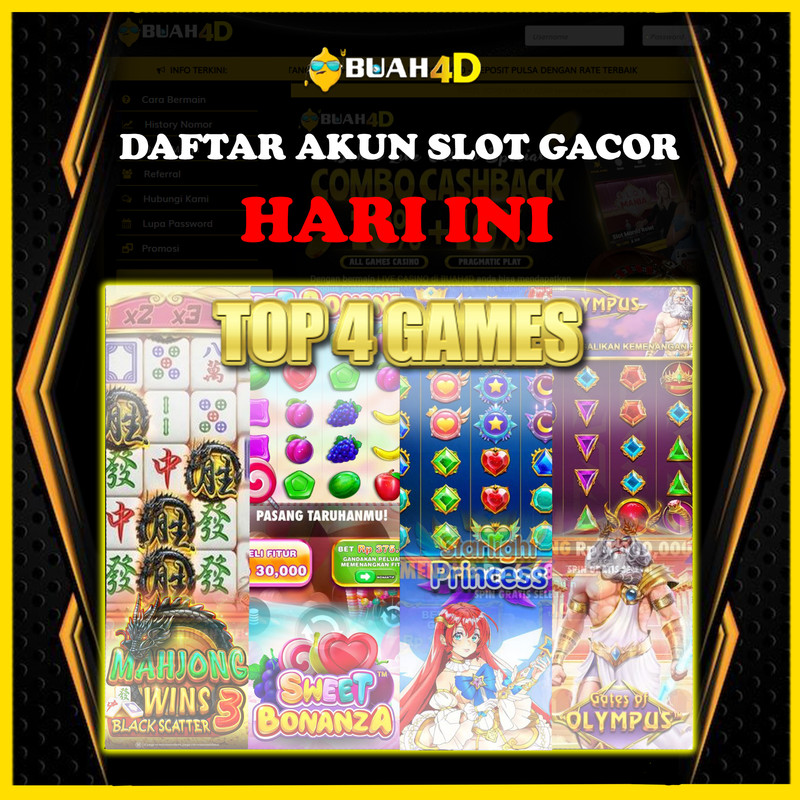 Daftar Akun Slot Gacor Hari Ini Bersama Buah4d di Jamin Gampang Maxwin