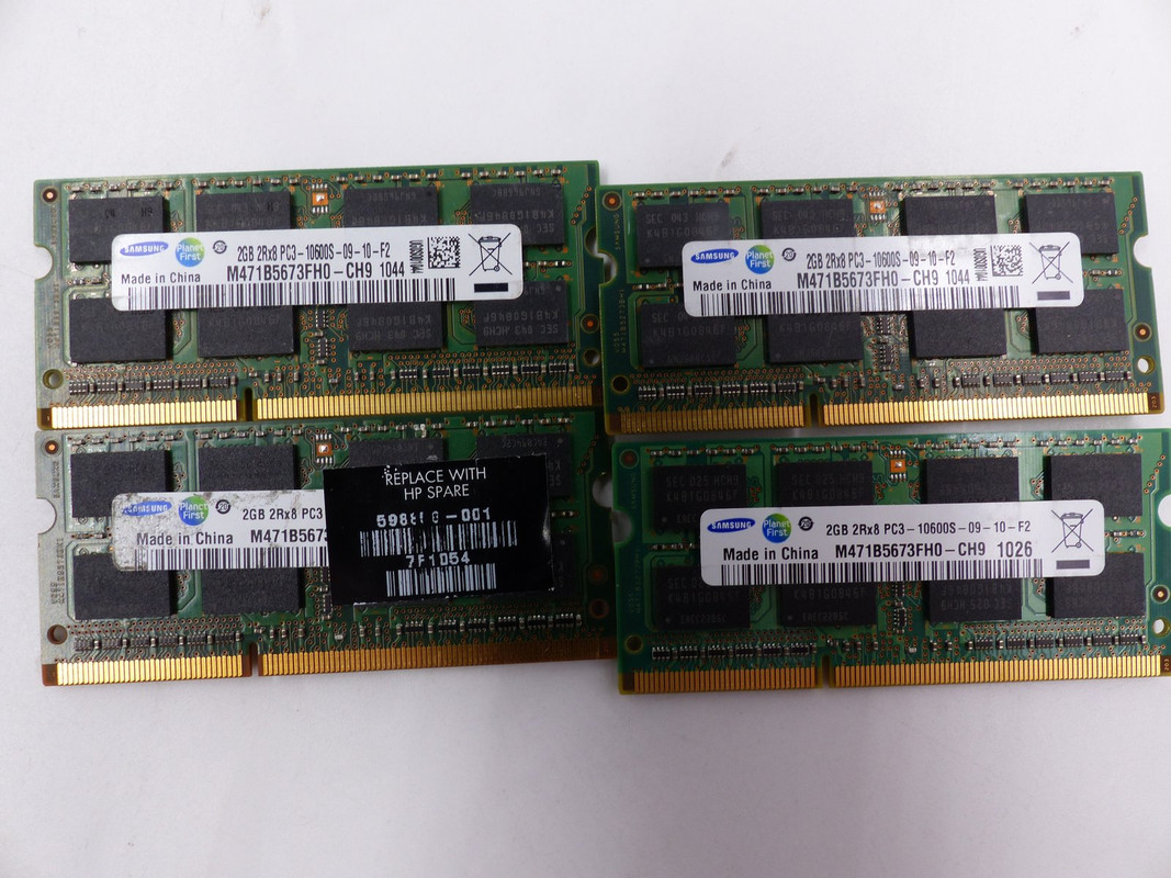 4* SAMSUNG 2GB 2RX8 PC3-10600S-09-10-F2 MEMORY CARD CN M471B5673FH0-CH9 1044