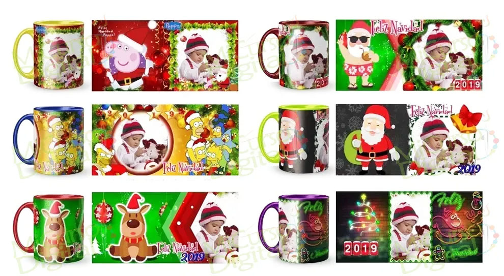 400 Plantillas para pocillos mugs Tazones Navidad 2020 Png o Jpg